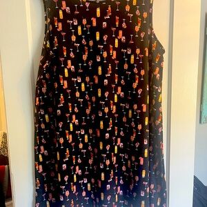 Sleeveless Black Dress with Colorful Cocktail Print